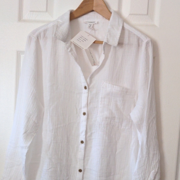 NEW WITH TAG beachlunchlounge White Casual Button Down Shirt - Picture 9 of 15